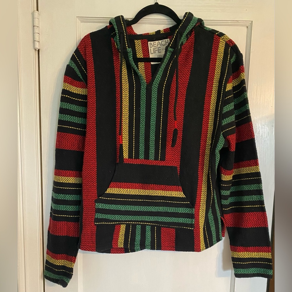 Beach Life by Ladrft Women's Rasta
Poncho Hoodie. Size: Large - Picture 11 of 12